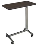 Medline Overbed With Wheels Adjustable Portable Walnut Top Silver Base. Fixed Price $34.99.