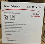 Cardinal Health Raised Toilet Seat, Contour Design Fits Most, 15.7" X 15.2" 5". Fixed Price $12.95.