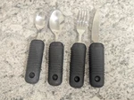 4 Pc Sammons Preston Sure Grip Fork Knife Spoon Aid Utensil Silverware Bendable. Fixed Price $19.99.