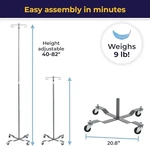 Drive Medical Economy Pole Removable Top, Silver Vein Adjustable Hospital. Fixed Price $25.17.