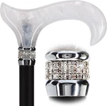 Derby Adjustable Walking Cane White Pearl Handle Rhinestone Designer Fashion. Fixed Price $79.88.