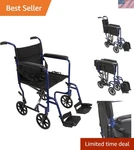 Blue Folding Transport Chair 19 Inch Seat Ultimate Comfort & Mobility. Fixed Price $225.99.