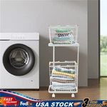 2-TIER Laundry Basket With Universal Wheels Max Load 40KG Clothes Hamper New. Fixed Price $45.19.
