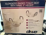 Drive Elongated Raised Toilet Seat With Arms 5" Height - 300 Lbs Max Open Box. Fixed Price $39.99.