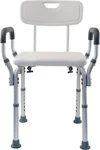 Essential Medical Supply Height Adjustable Shower And Bath Bench With Padded Arm. Fixed Price $71.98.
