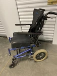 Pediatric Folding Wheelchair Sunrise Quickie Zippie Tilt-in-space Blue Children. Fixed Price $324.95.