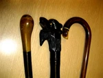 Three Antique Child's Walking Canes (guardian Lion, Crook, Knob Handles) Unusual. Fixed Price $180.00.