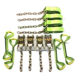 8 Point Tie Down Kit Hi-viz Green Straps W/chain Ends Rollback Flatbed Tow Truck. Fixed Price $170.00.