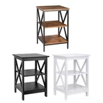 3-TIER End Table Square Wood Sofa Side X-design W/storage Shelves Color. Fixed Price $39.58.
