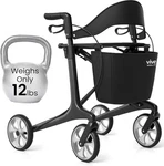 Vive Lightweight Carbon Fiber Rollator Walker With Seat & Storage - Black. Fixed Price $549.99.