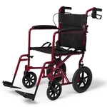 Medline Transport Wheelchair Aluminum Red Folding Brakes Lightweight. Fixed Price $57.59.