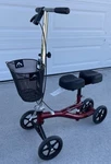 Roscoe Medical Knee Walker Red, 4-WHEEL, Handbrakes, Basket, 350 Lb. Fixed Price $80.00.