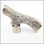 Engraved Brass Derby Handle, Silver Finish, Walking Stick Cane Complete Handmade. Fixed Price $37.80.