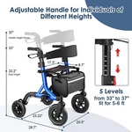 10" Rollator Walker For Seniors, Lightweight Foldable All Terrain Rolling. Fixed Price $89.99.