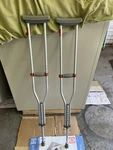 Medline Guardian Red Standard Adult Crutches Adjustable Height Push-button. Fixed Price $25.00.