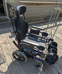 Used Quickie Iris Bariatric Wheelchair - 22" Seat Width. Fixed Price $500.00.