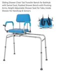 Sliding Shower Chair Transfer Bench For Bathtub With Swivel Seat, Padded .... Fixed Price $65.00.