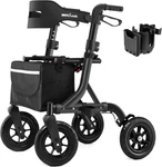All Terrain Rollator Walker For Seniors, Foldable With Seat & Cup Holder, Black. Fixed Price $283.99.