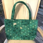 Handcrafted Teal With Flowers Tote Bag Magnetic Snap Closure -2 Pockets Inside. Fixed Price $52.95.