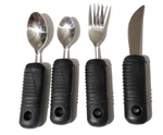4 Pc Sammons Preston Sure Grip Fork Knife Spoon Aid Utensil Silverware Bendable. Fixed Price $34.00.