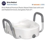 Drive Medical Raised Elongated Toilet Seat With Lock And Armrests. Fixed Price $45.00.
