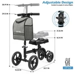 Cosywill Adjustable Foldable Knee Walker 4 Wheels Black Adult Mobility Aid. Fixed Price $129.00.